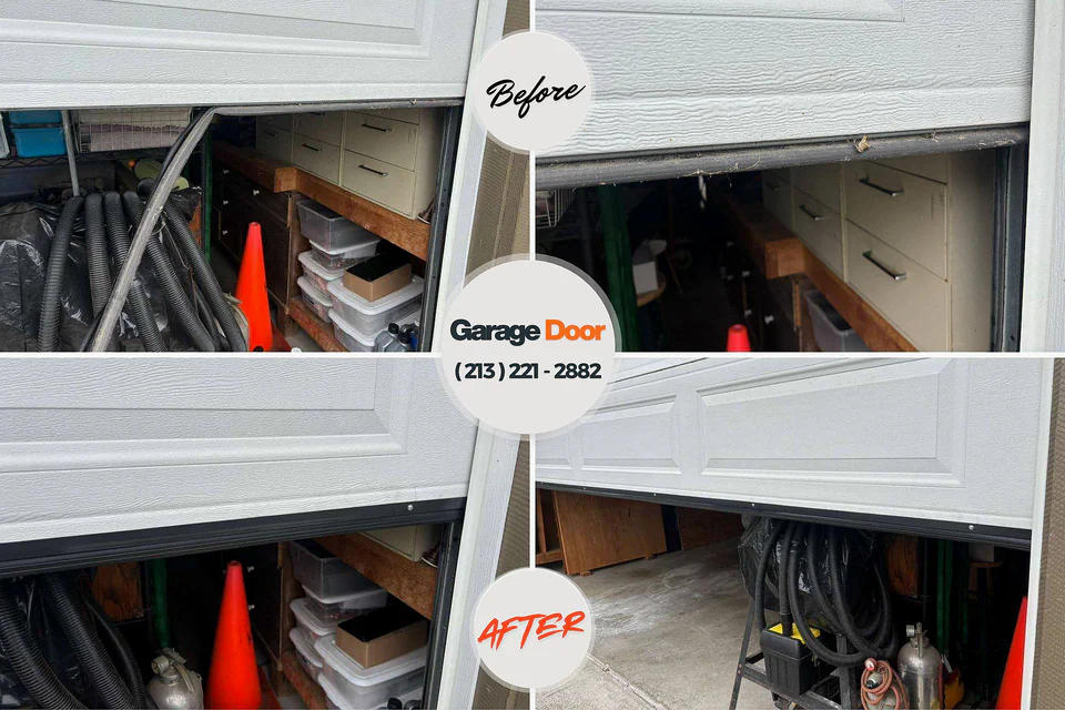 Before and after: garage door spring repair Hermantown, MN